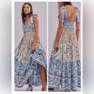 Free People Bluebell Floral Maxi Dress | Blue & White | Size XS